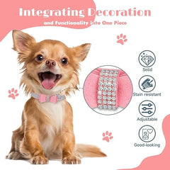 Hotlion bow-tie rhinestone collar yellow on puppy highlights vivid color and charm.