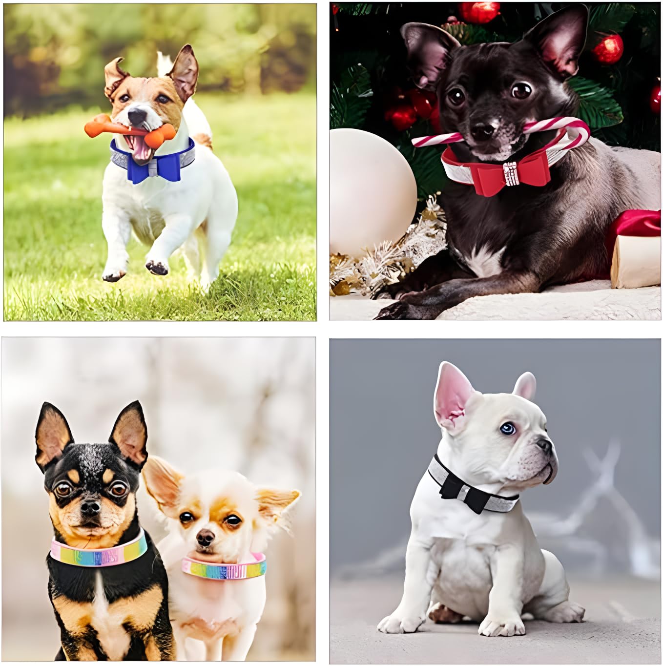 Hotlion small-dog cat-collar wearers showcase secure rhinestones and comfort.