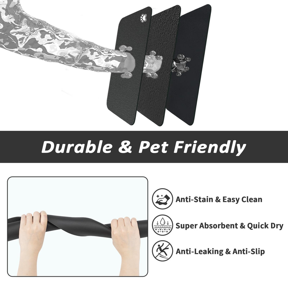 HotLive durable two-bowls mat demonstrates spill containment during meals