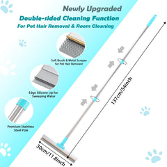 Hotsky 3-in-1 pet hair remover silicone broom side quickly collects fur on surfaces