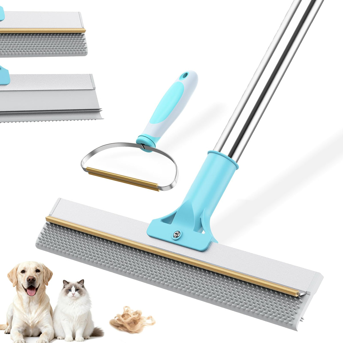 Hotsky carpet rake pet-hair-removal 54in handle removes pet hair from sofas and carpets