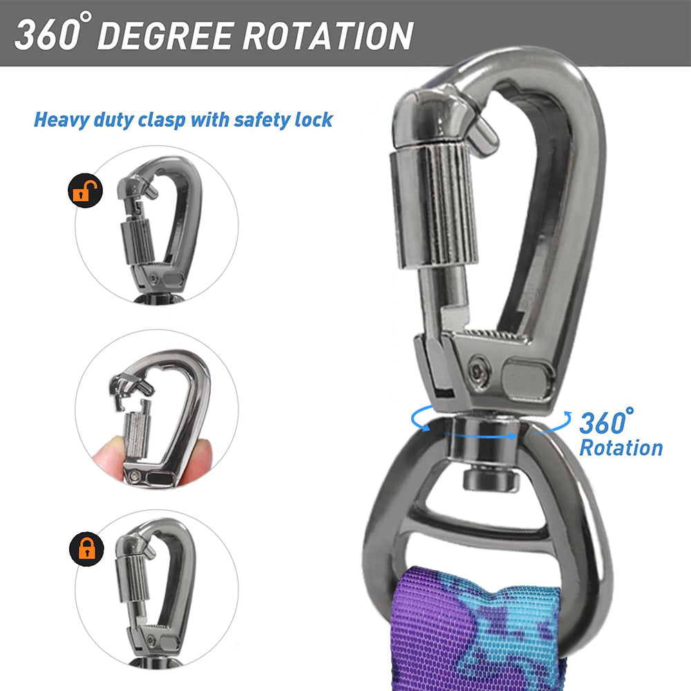 Hotsky tactical dog leash offers a D-ring for accessories and waste bag clips.