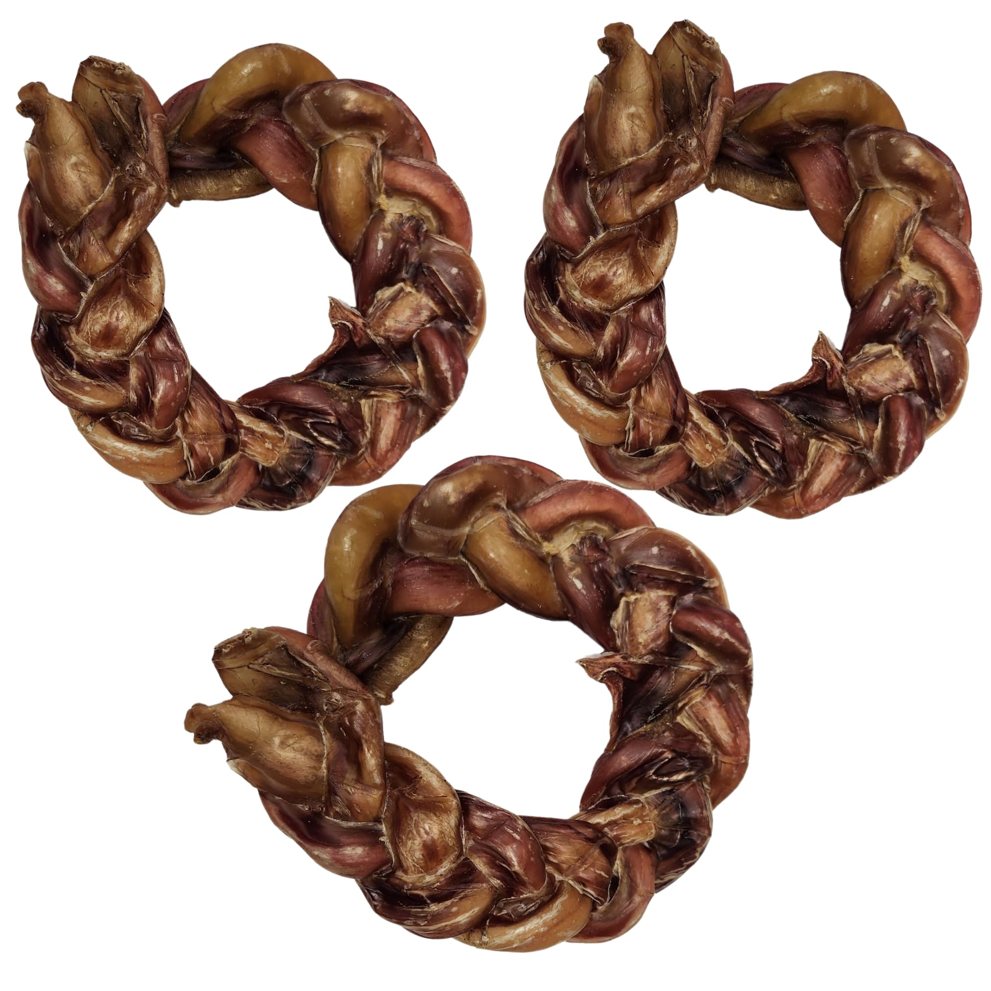 Hotspot Pets braided bully ring 3-pack for long-lasting chew sessions and canine satisfaction.