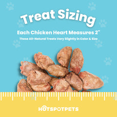 Hotspot Pets Freeze Dried Chicken Hearts closeup—crisp texture ideal for training.