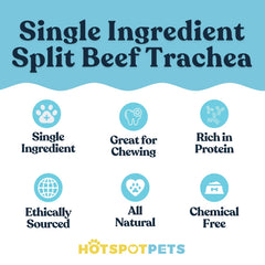 Hotspot Pets grass-fed beef trachea from South America displayed as natural single-ingredient chew.