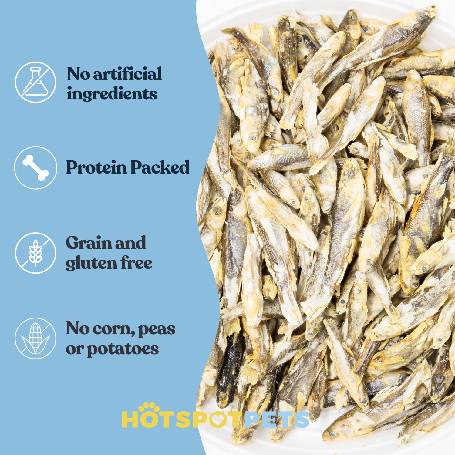 Hotspot Pets minnows topping image illustrates easy kibble topper for mixed meals