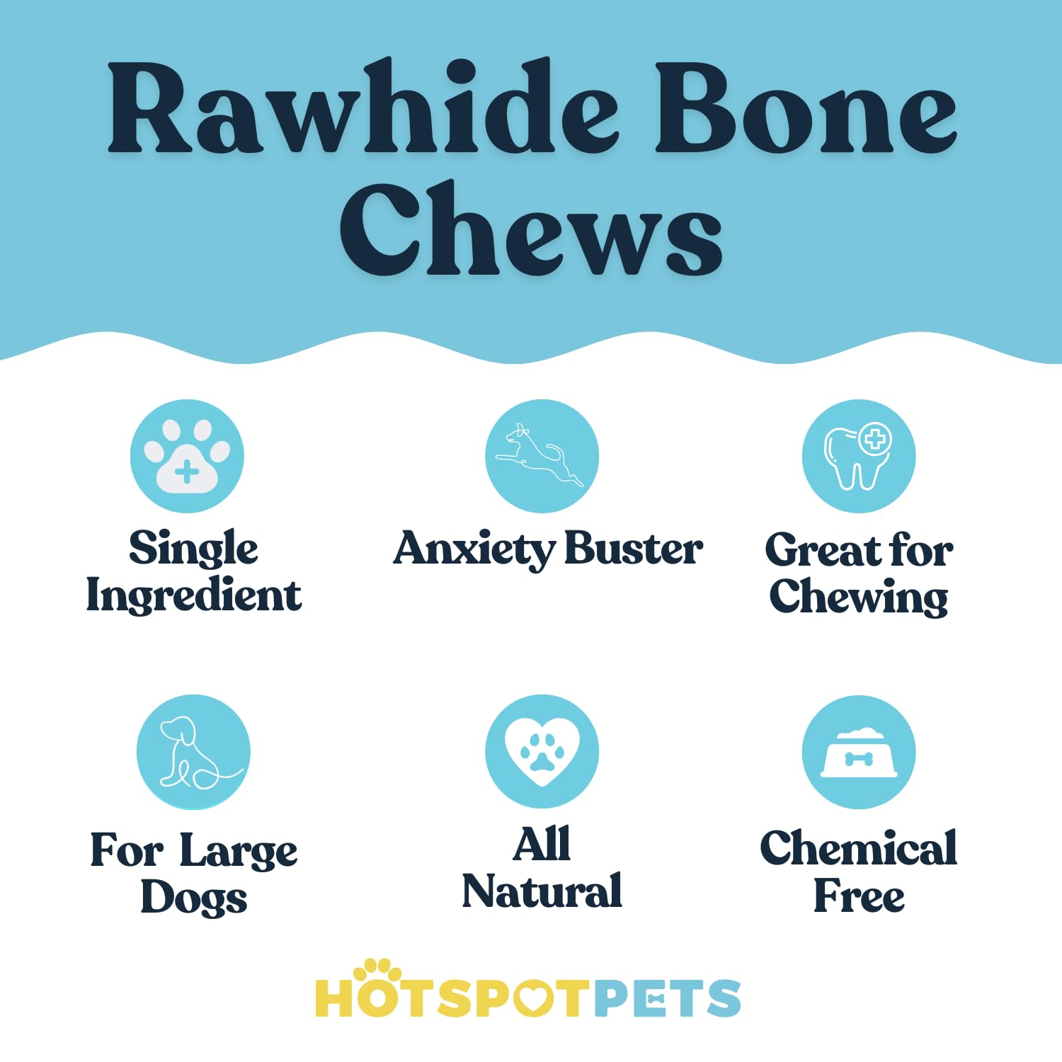 Hotspot Pets rawhide dog chew bones 8-9 inch closeup highlighting length and texture