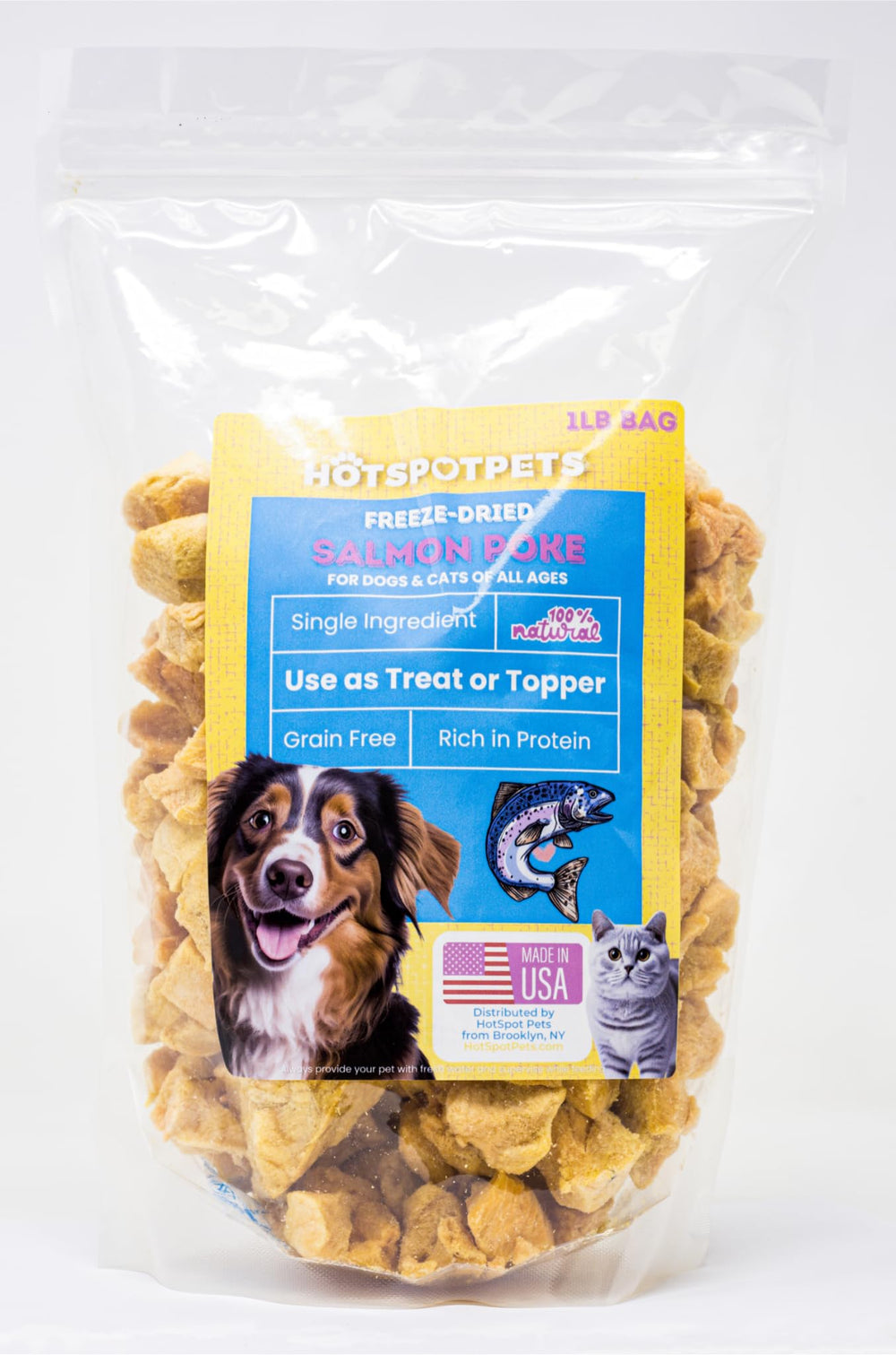 Hotspot Pets salmon bites in a bowl ready for a snack or meal topper