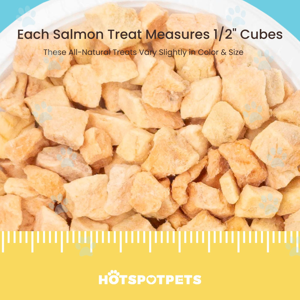 Hotspot Pets salmon toppers sprinkled over kibble for enhanced flavor