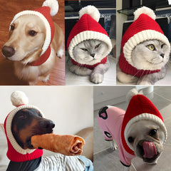 Hotumn dog beanie side view shows the crochet knit for daily wear.
