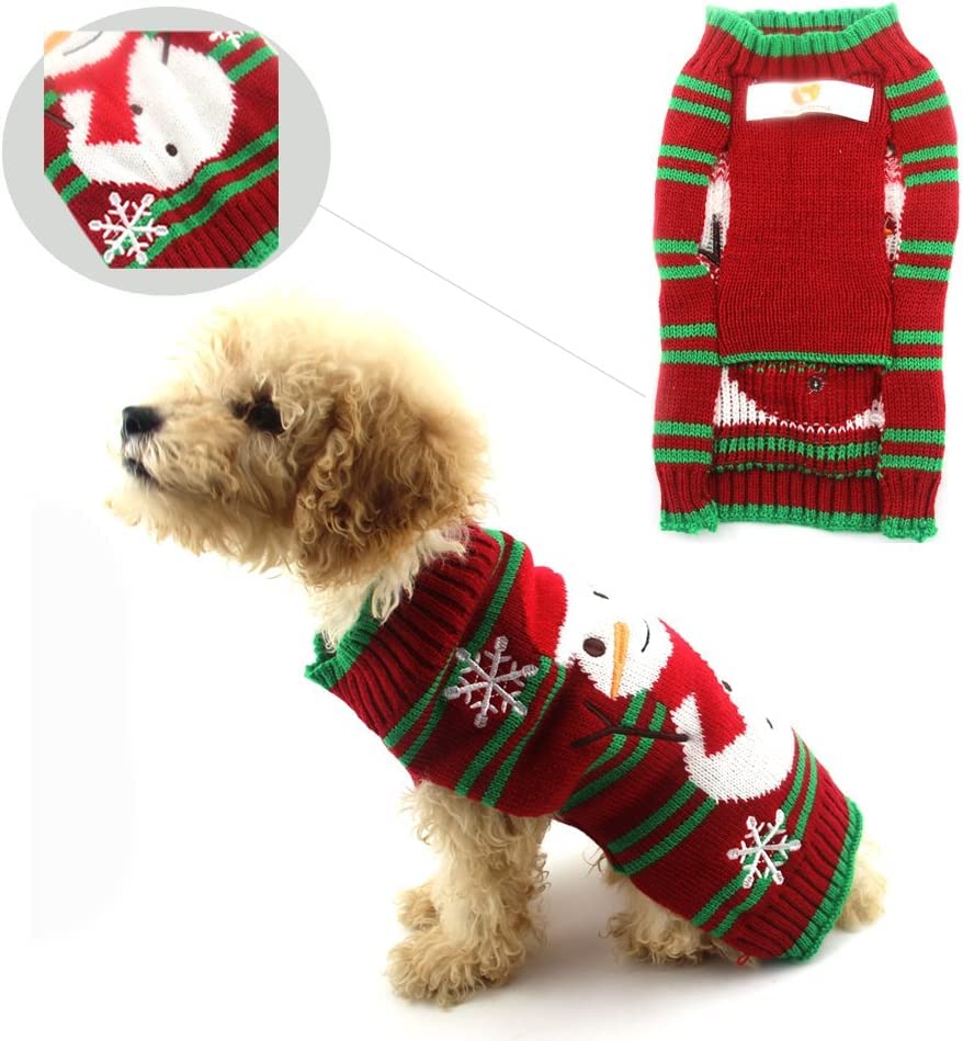 Hotumn snowman dog sweater back design highlights holiday style and coziness