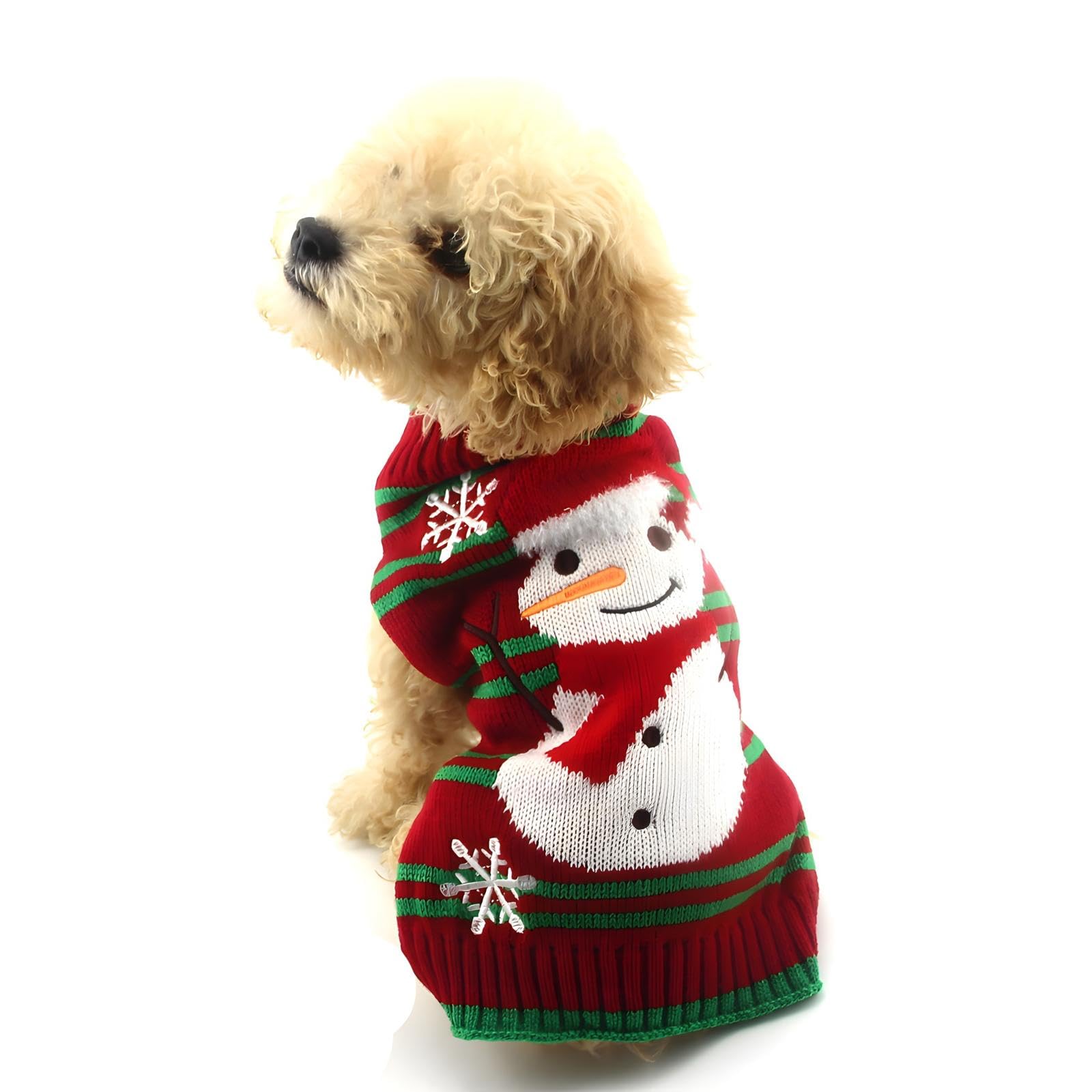 Hotumn snowman dog sweater front view for festive warmth and charm