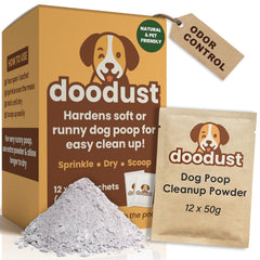 HOUNDGAMES dog poop powder packet ready for quick yard cleanup and odor control.