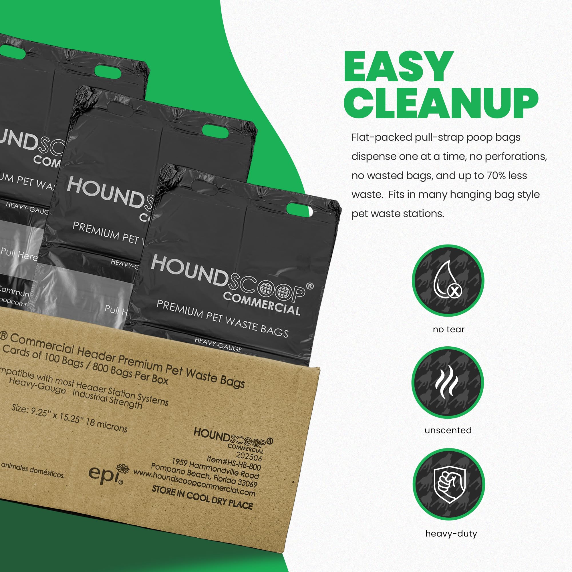 HOUNDSCOOP leakproof bags prevent leaks during wet cleanup.