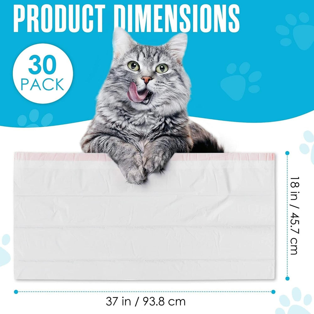 Houseables litter box liner measures 37 by 18 inches for most boxes.