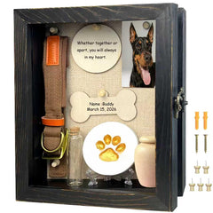 Houstimi pet memorial shadow box frame black front view, a lasting tribute