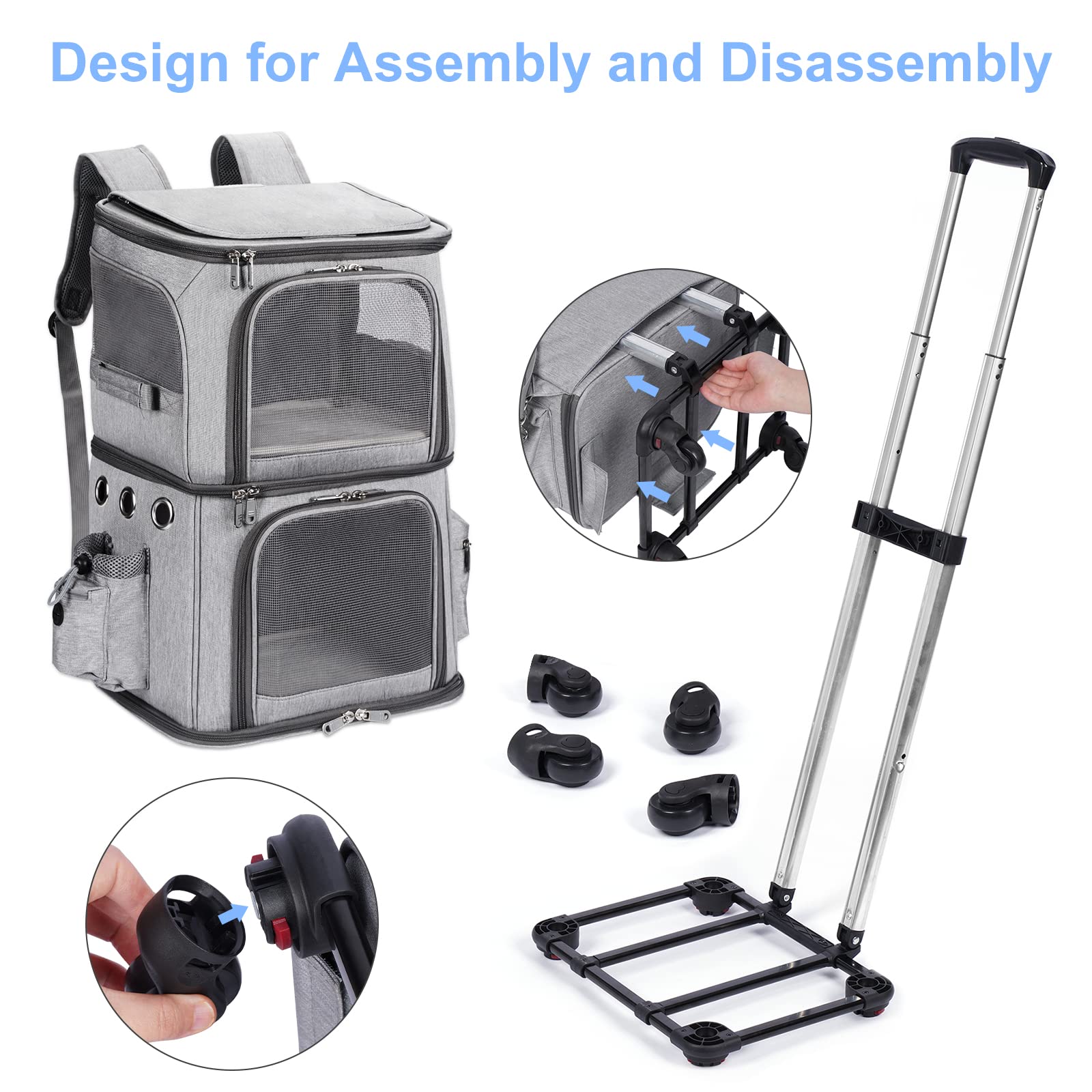 HOVONO side pockets store bowls and toys for easy access.