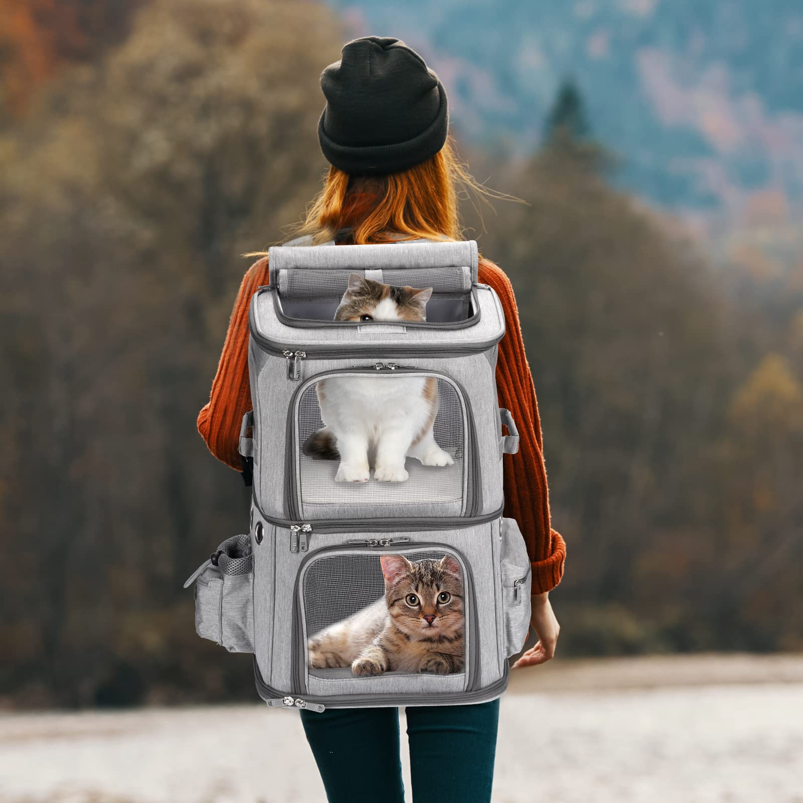 HOVONO travel-ready scenario image shows hiking or camping with companion