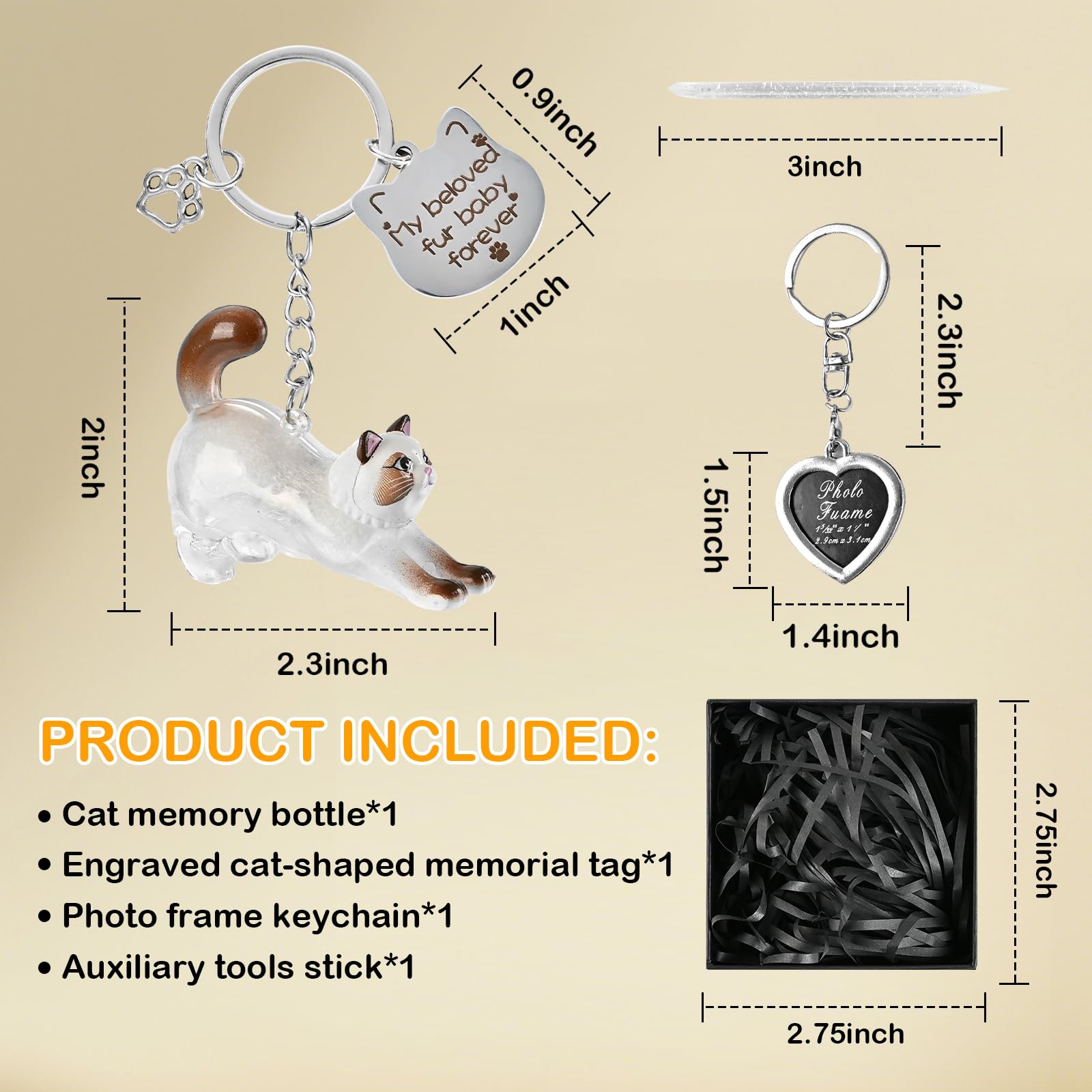 howaukf photo frame keychain holds a precious photo for portable cat memorial moments