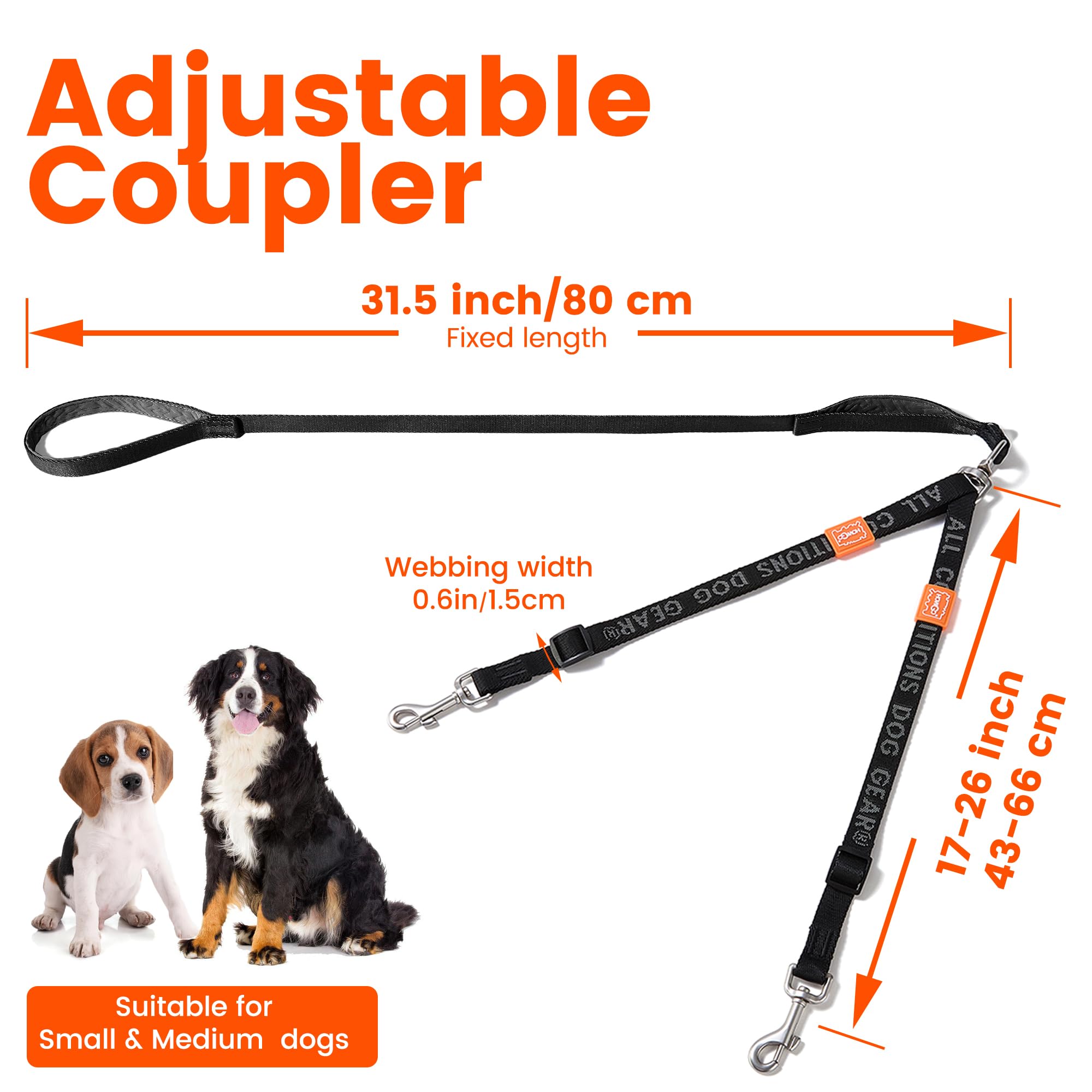 HOWGO dog leash splitter clip for independent control of each dog.