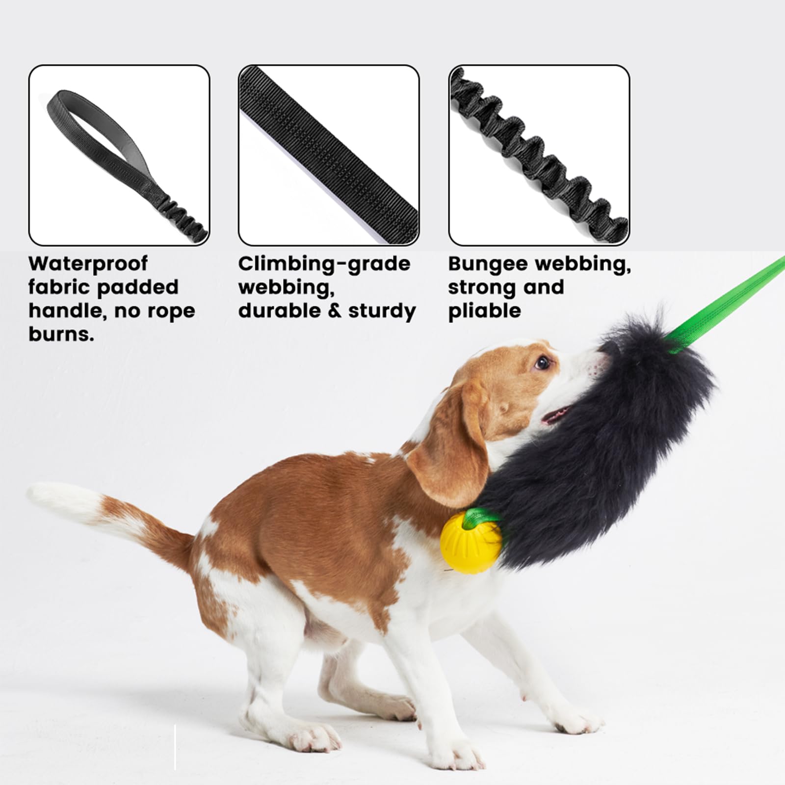 HOWGO dog rope toy rubber ball emphasizes non-toxic bite surface during play