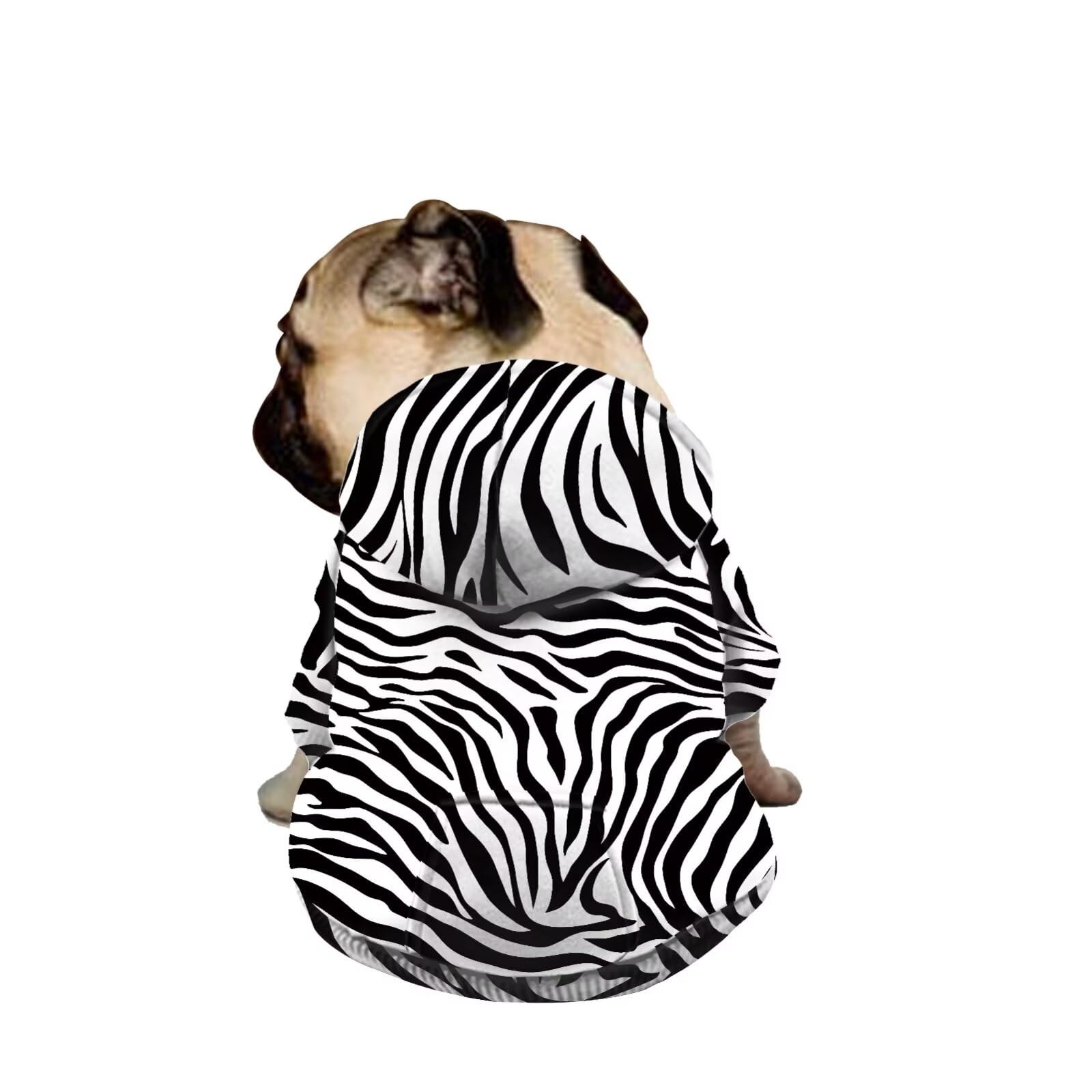 Howilath dog coat with hat in zebra print for playful outings