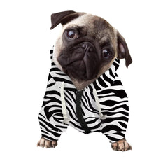 Howilath zebra stripes dog hoodie side view shows easy wear