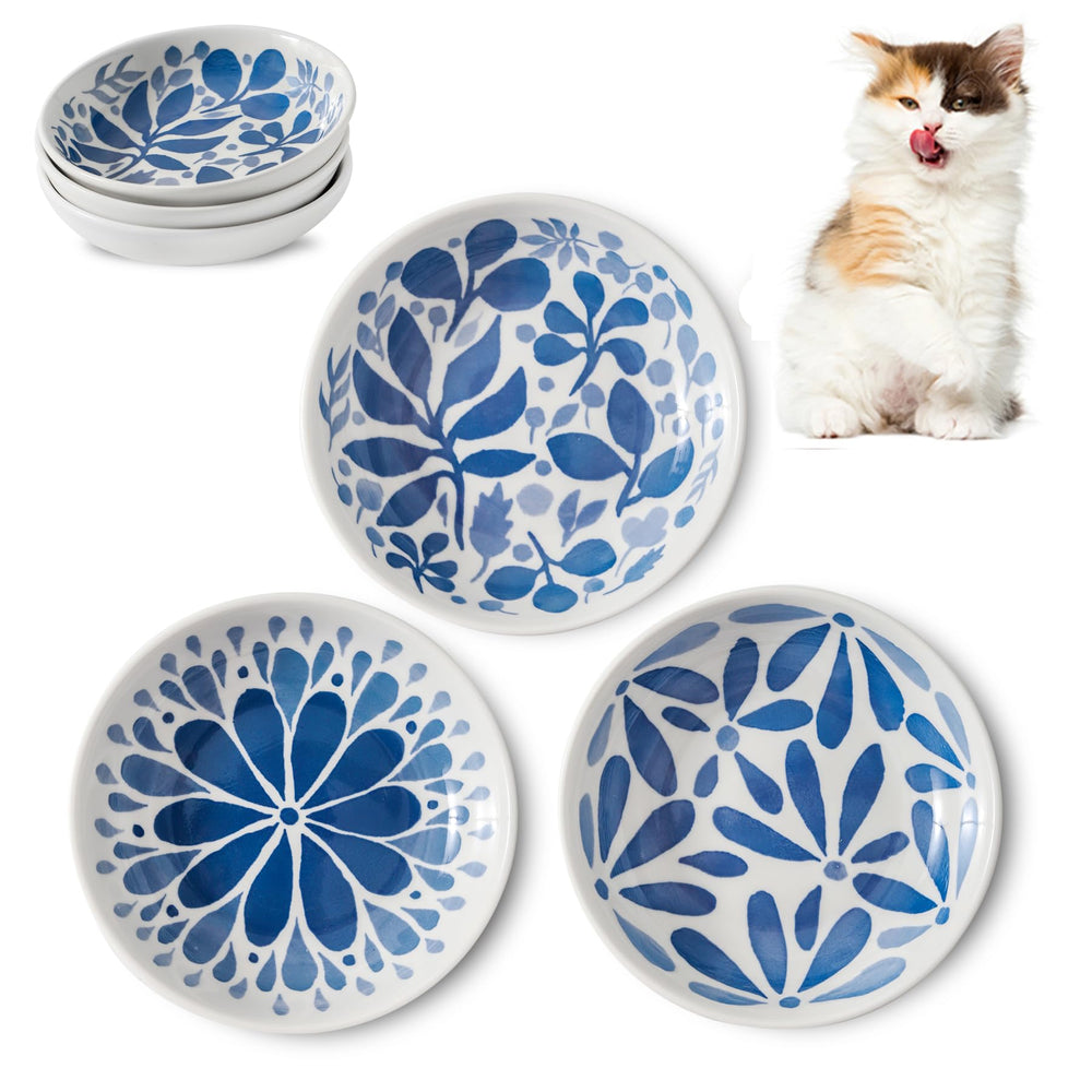 Howise 3 ceramic cat bowls setup for multi-cat dining and easy cleanup