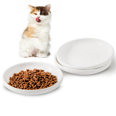 Howise 3-pcs ceramic cat bowls with a wide shallow design for whisker-friendly meals.