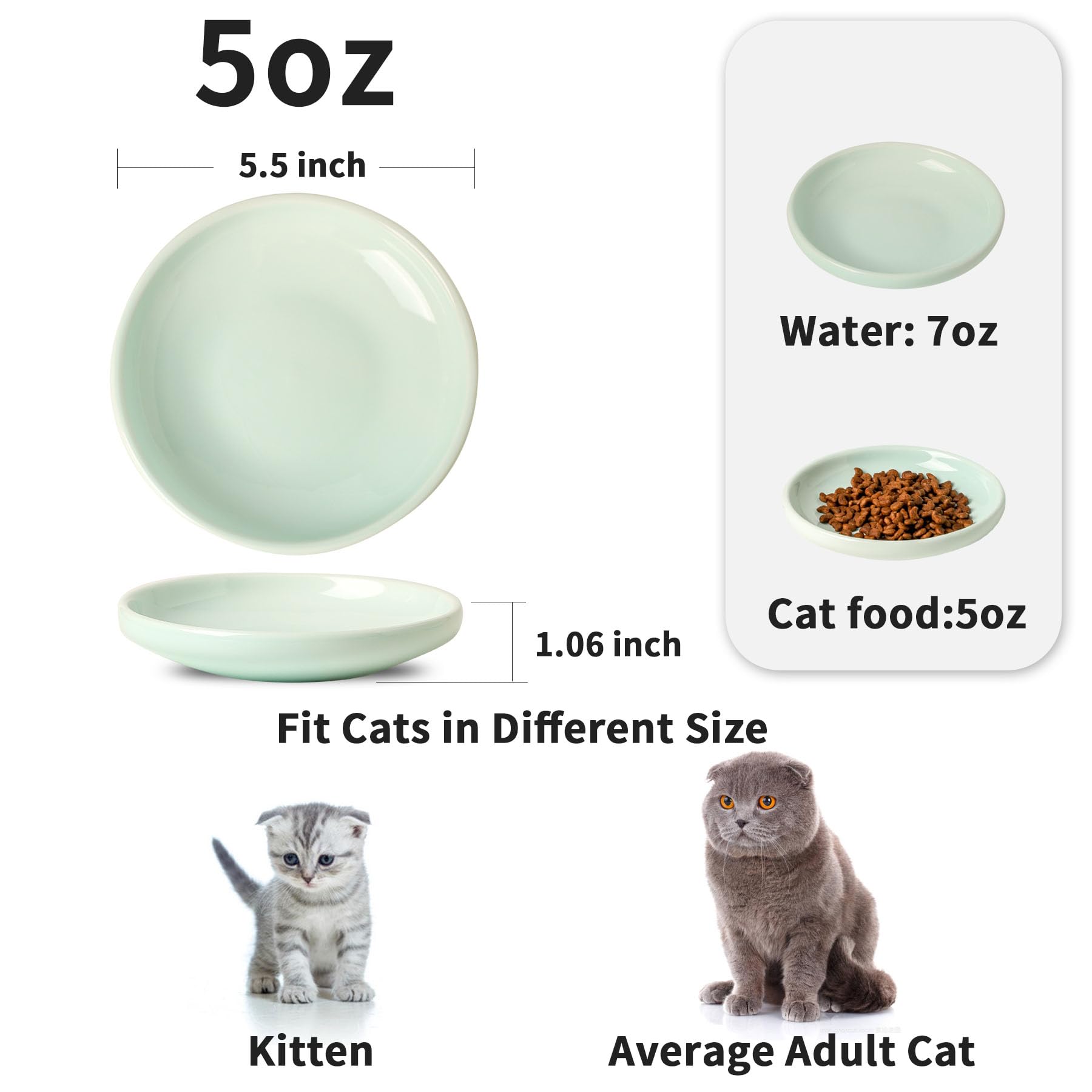 Howise cat bowls in food-grade ceramic ensuring safe, durable dining.