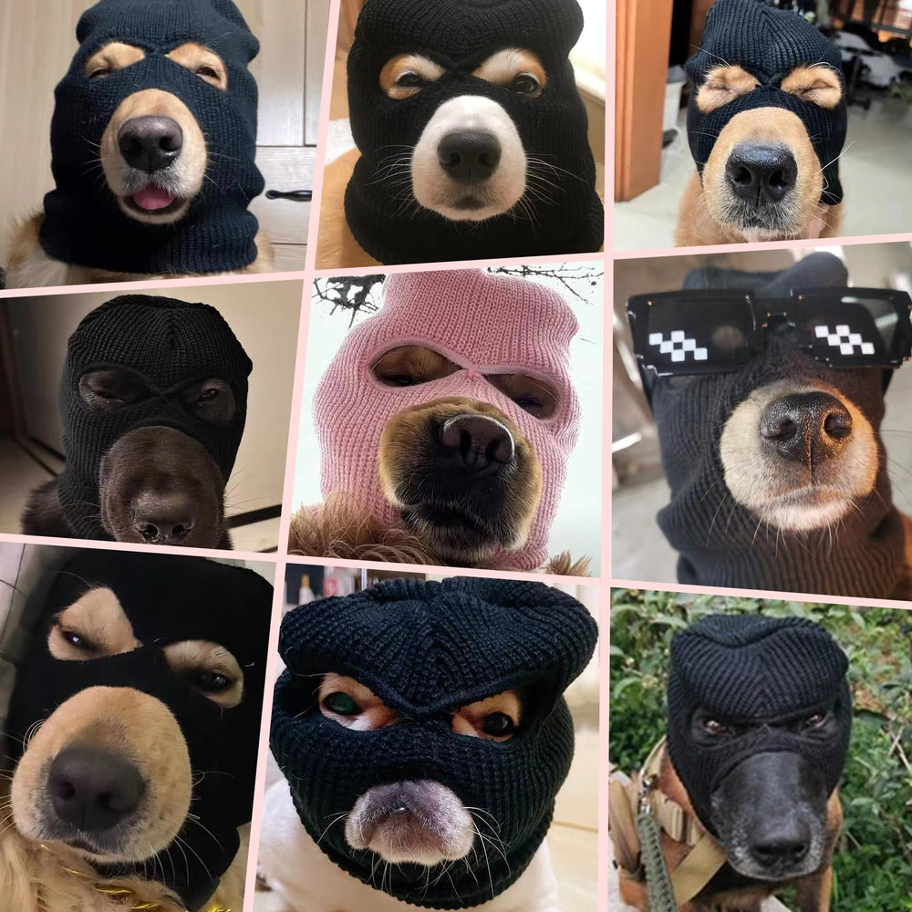 HOWWFALY dog head cover knit pink mask keeps ears warm and comfy