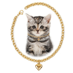 HOWWFALY heart necklace gold close-up showing a delicate pet-approved design.
