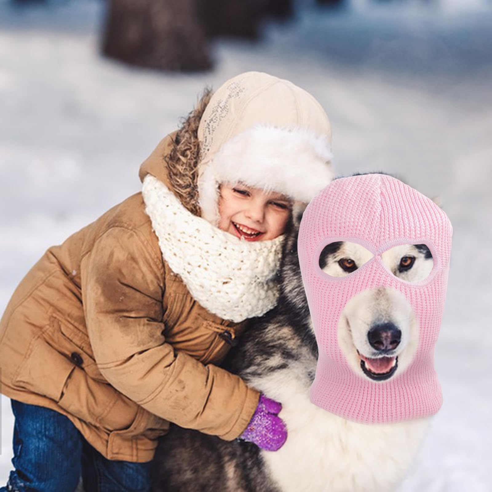 HOWWFALY pink mask dog costume protects ears from cold winds