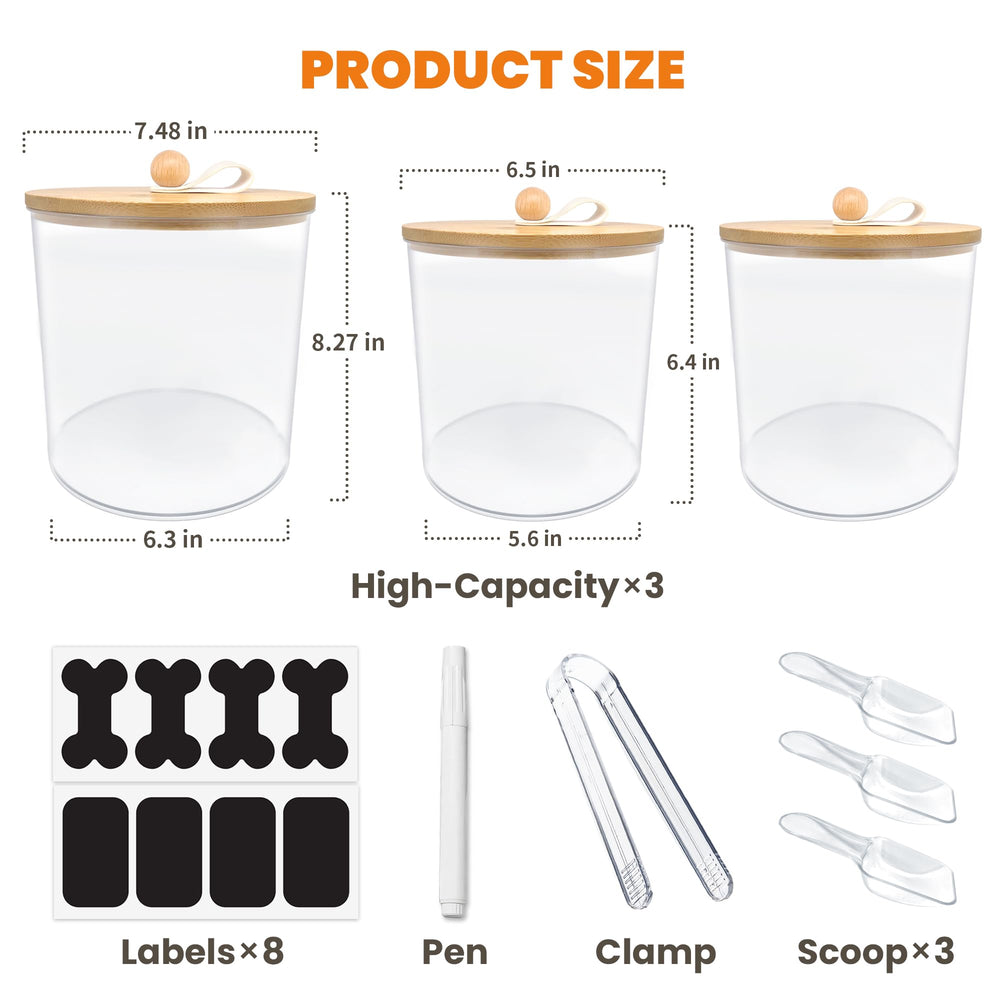 HOYTAMDAR medium 6x5-inch dog food container with clear body for quick remaining-food checks.