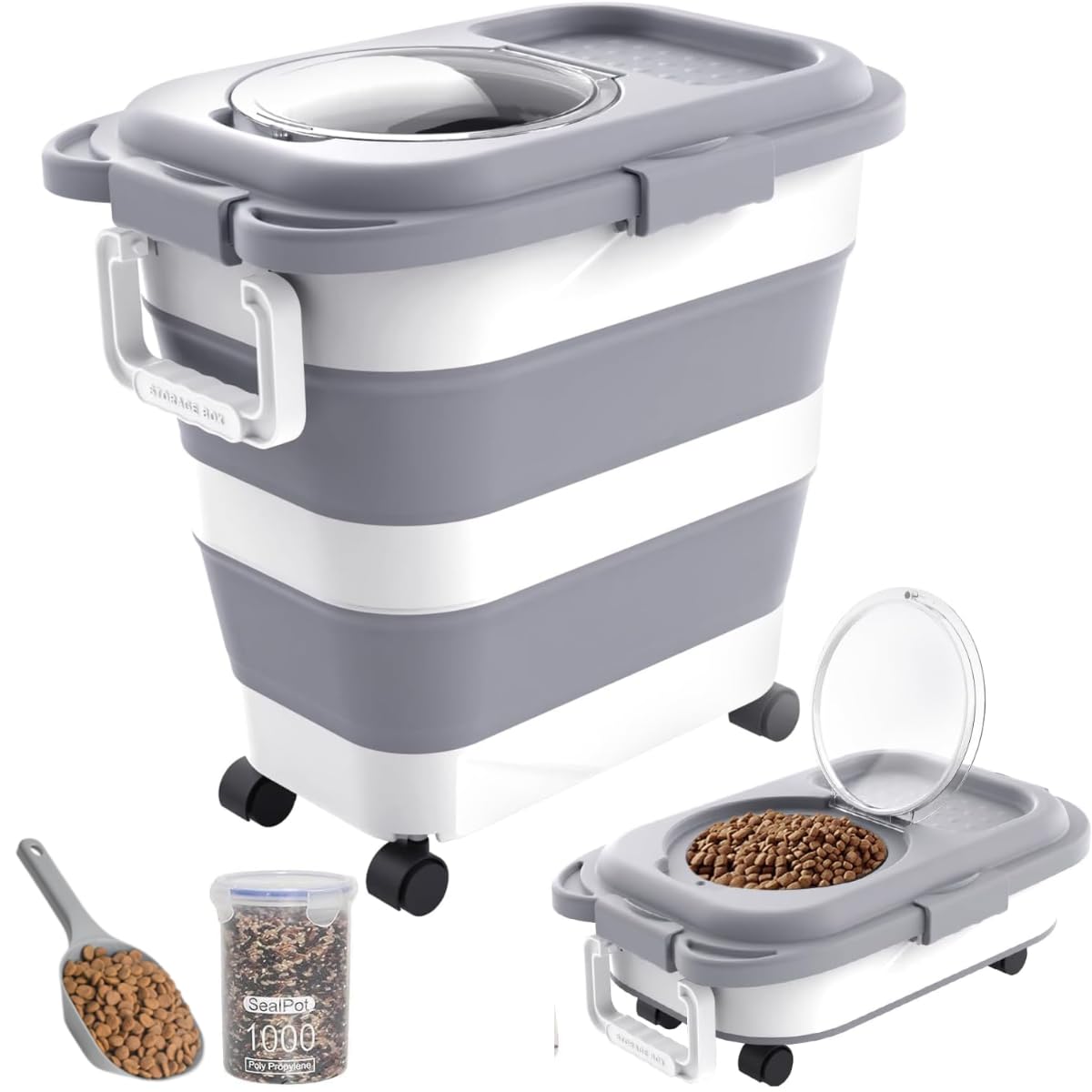 HOYTAMDAR dog food container lid and seals keep freshness and pest protection.