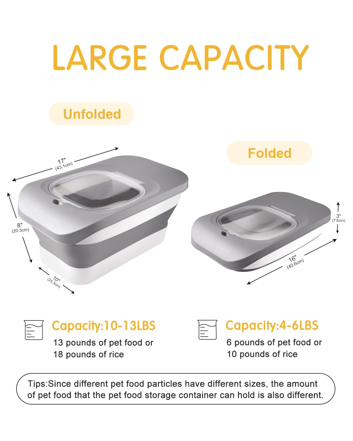 HOYTAMDAR 13-lbs container unfolded shows 16x10x8 inches capacity