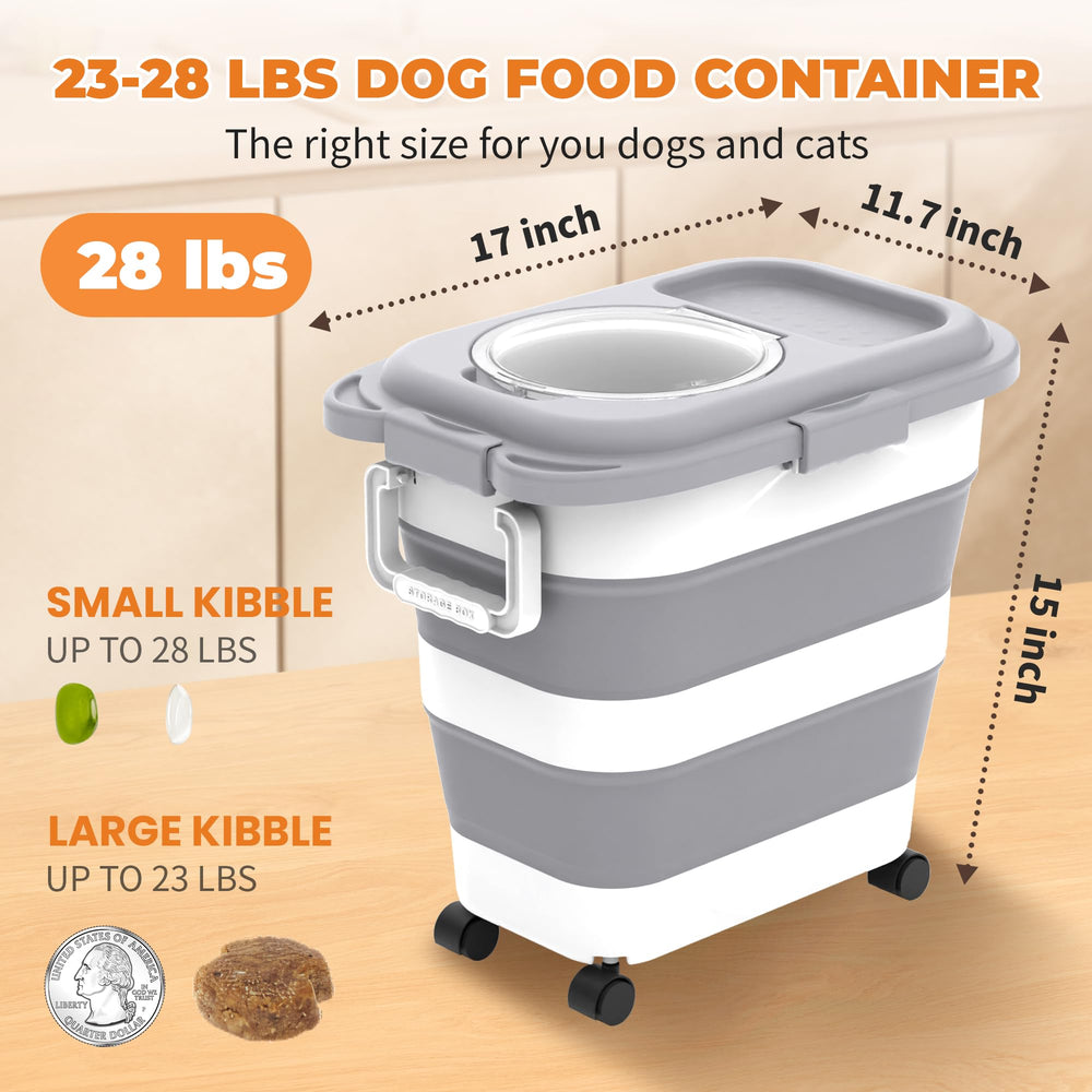 HOYTAMDAR dog food container collapsible design saves space in small kitchens.