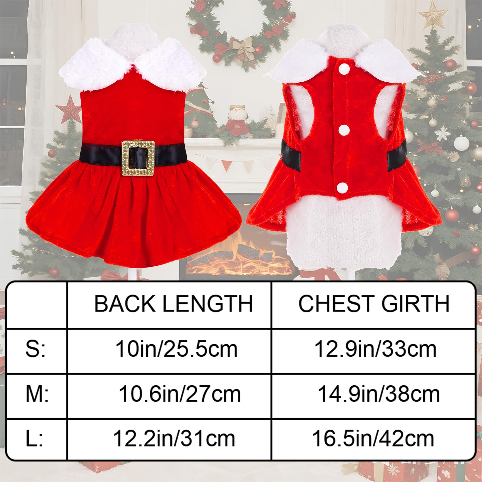 hoyuwak dog christmas dress santa red velvet collar detail emphasizes plush warmth.