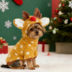 Hoyuwak Reindeer Dog Costume close-up emphasizes soft polyester fabric