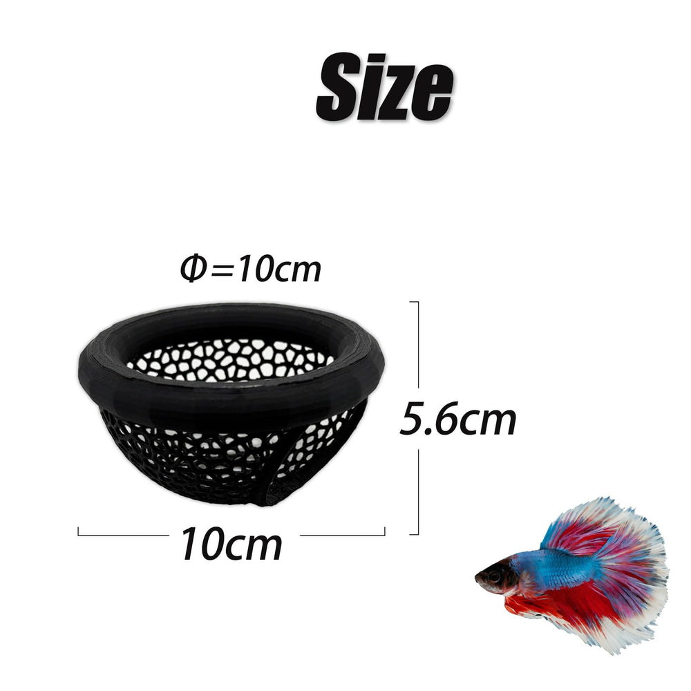 HOZOE aquarium floating Betta Cave black open-front demonstrates easy access for fish and feeding.