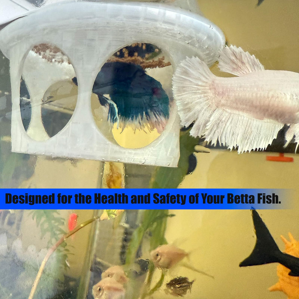 HOZOe floating betta hideaway side view highlights feeding nook