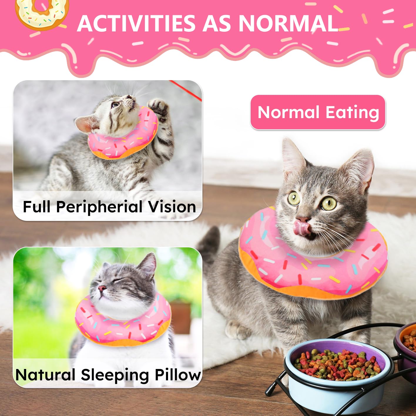 Hpetppy cat cone collar protects upper-body wounds from licking