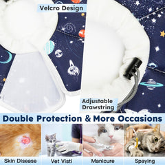 Hpetppy cat cone dual-fixation shows Velcro and buckle secure fit