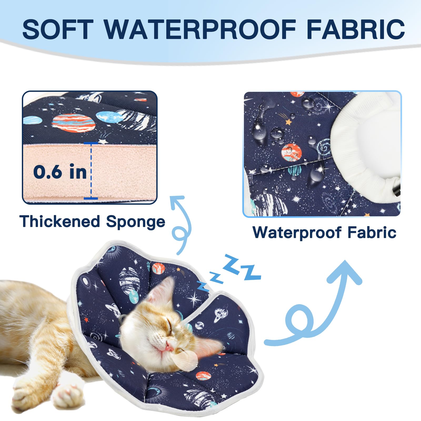 Hpetppy cat cone easy-cleaning surface keeps fur and wounds tidy