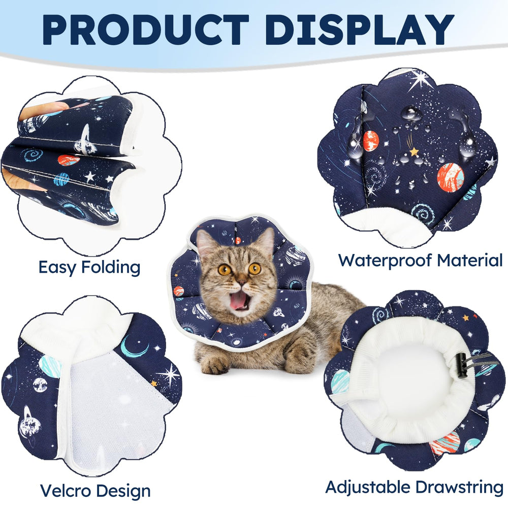 Hpetppy cat cone waterproof fabric close-up, easy-clean comfort after meals