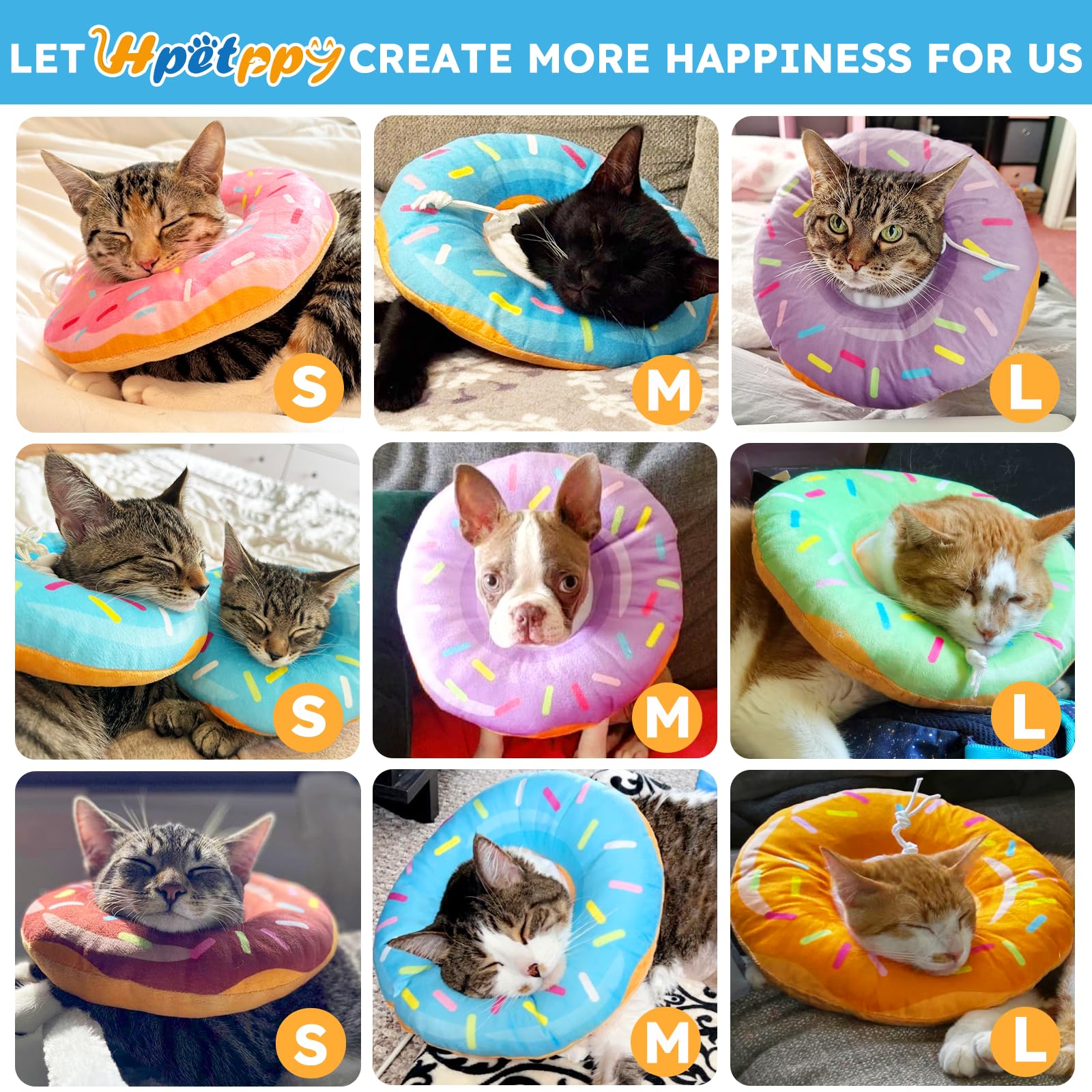 Hpetppy cat eating with cone illustrates unobstructed meals