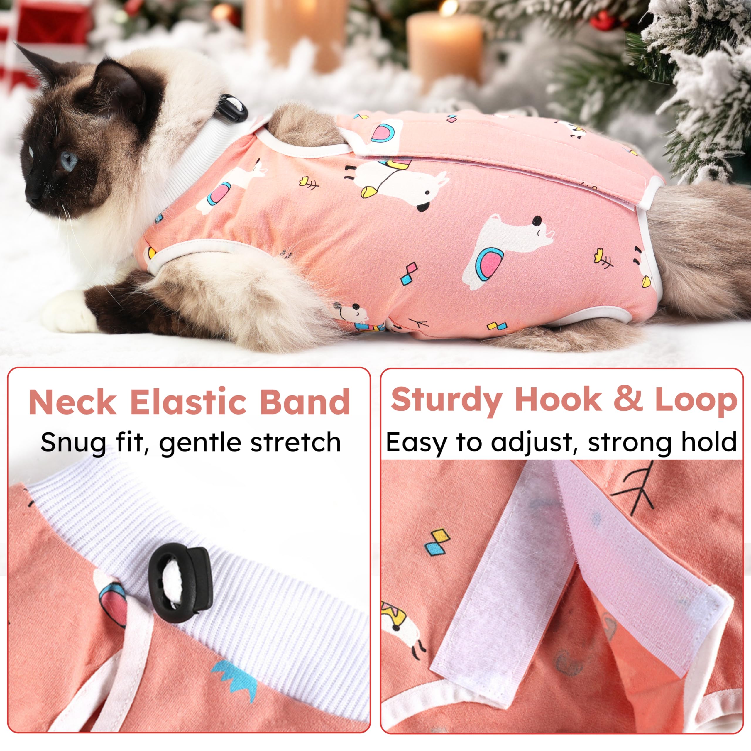 Hpetppy recovery suit adjustable neck with Velcro for easy fit
