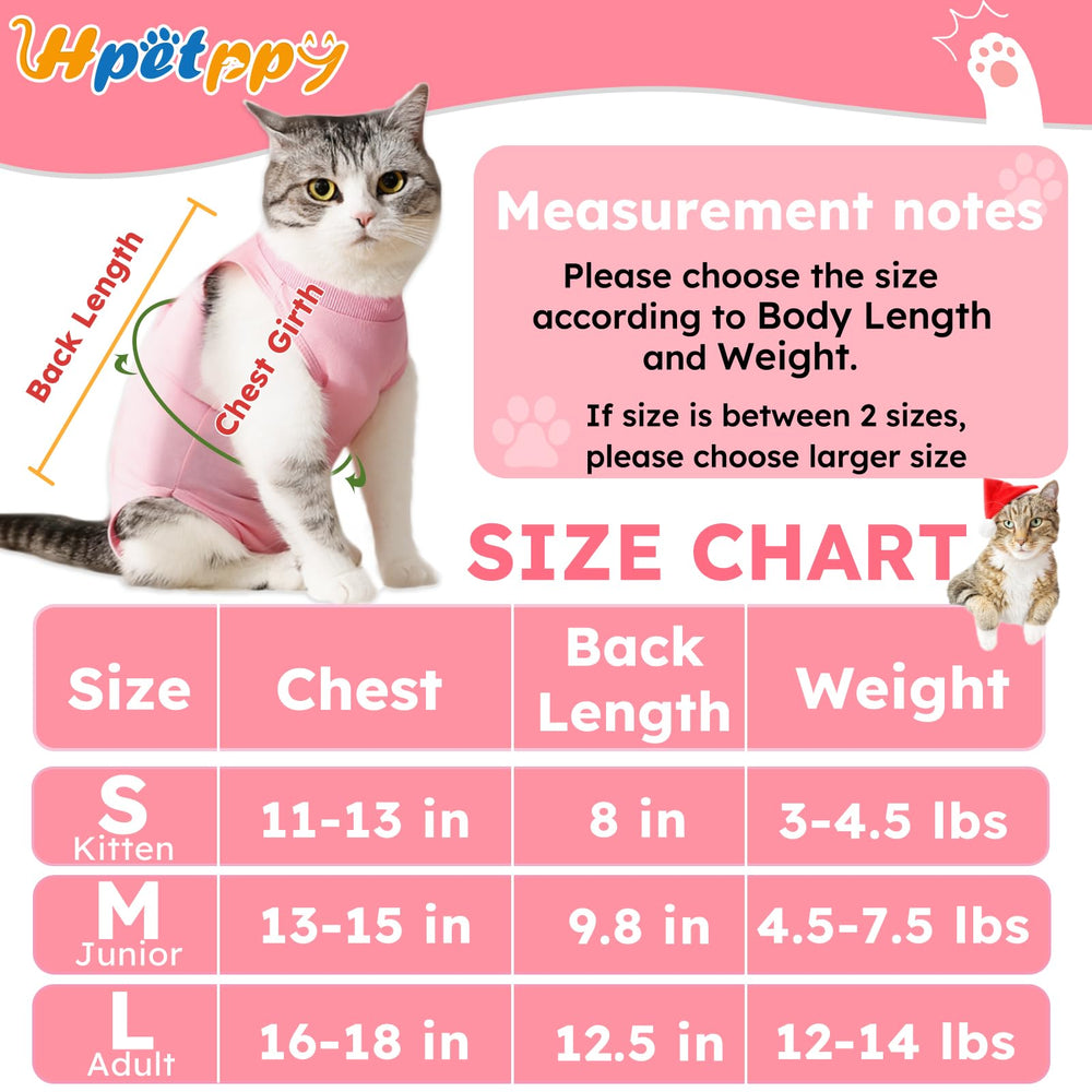 Hpetppy Cat Recovery Suit adjustable neck and Velcro back for secure fit.