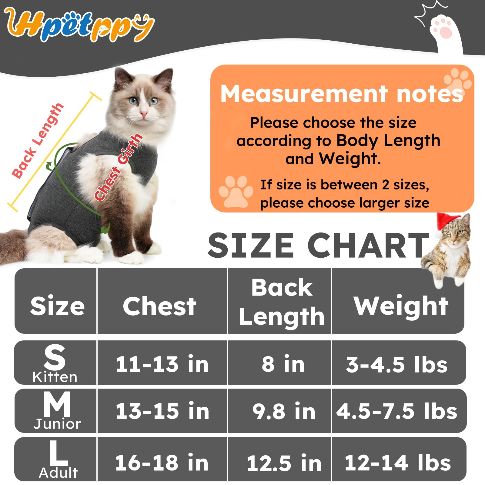 Hpetppy cat recovery suit back Velcro view, easy fitting and mobility during recovery.