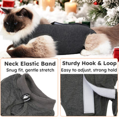 Hpetppy cat recovery-suit-e-collar-alternative enables eating and playing while protecting the wound.
